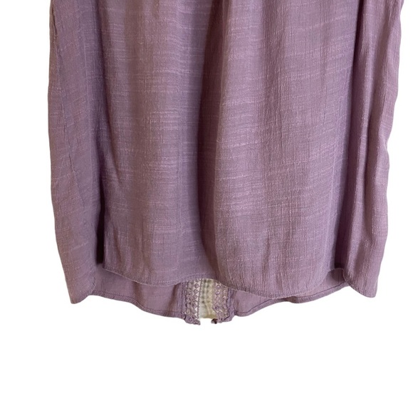 Boho Embroidered Flowy Cap Sleeve Purple Top Women Size Medium HSH - Picture 5 of 8